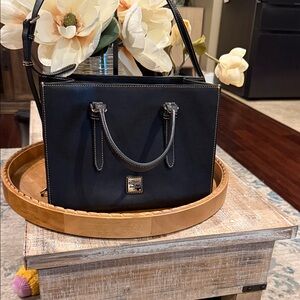 Dooney & Bourke Black Pebble Leather Satchel with Top Handles